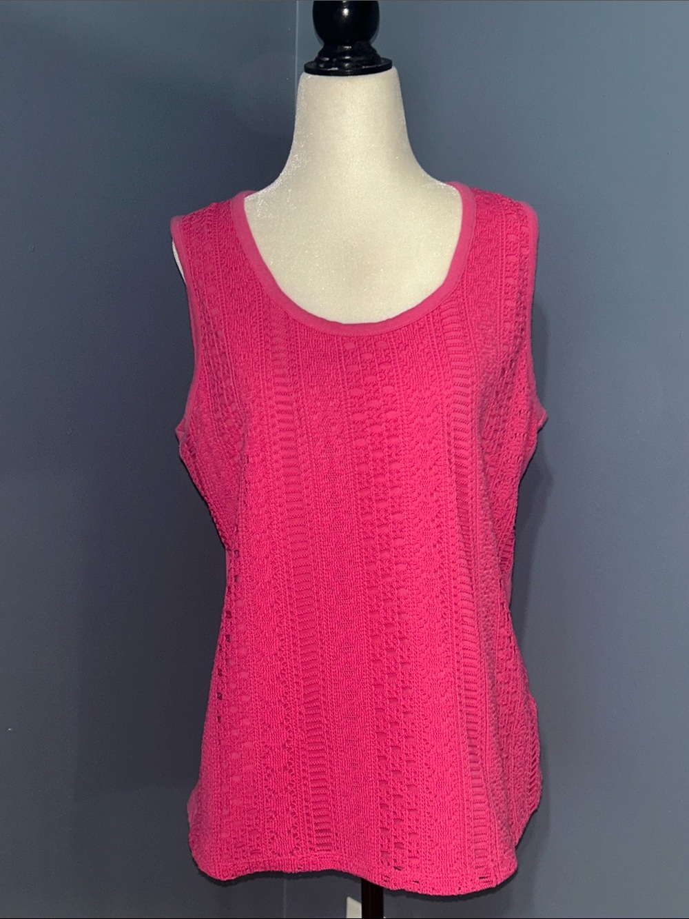 Rafaella Bright Pink Knit Scoop Neck Tank size L